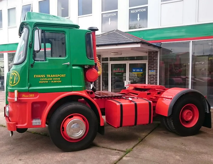 Evans Transport old lorry outside the office