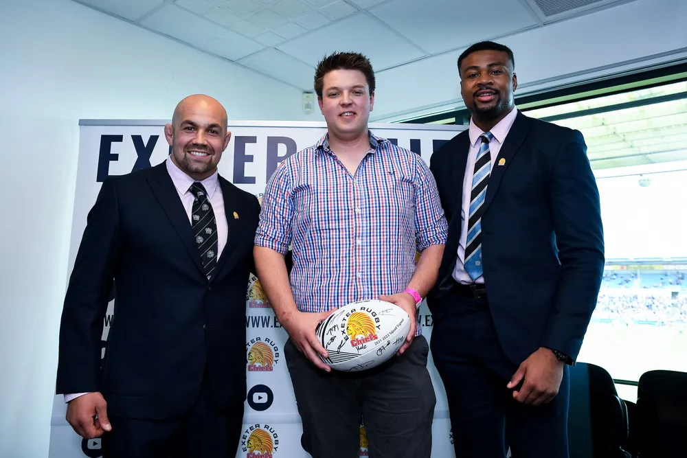 Match ball sponsor ball presentation before the game - Mandatory by-line: Andy Watts/JMP - 27/03/2022 - RUGBY - Sandy Park - Exeter, England - Exeter Chiefs v Leicester Tigers - Gallagher Premiership Rugby